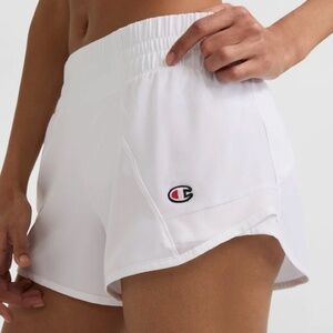 Champion Women's White 4" Sport Shorts C Logo Athletic Shorts Size Large